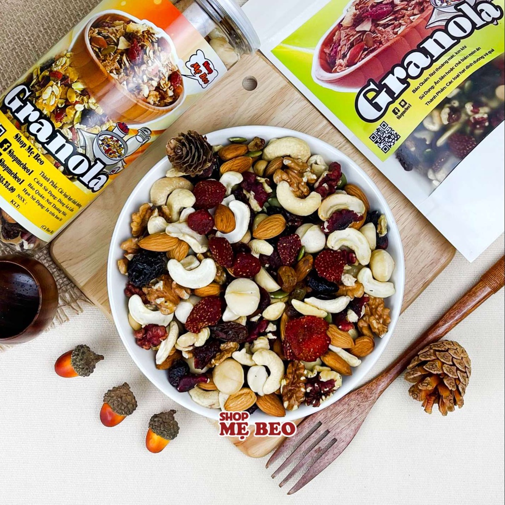 500Gr Granola 13 Loại Siêu Hạt Dinh Dưỡng Ăn Kiêng Giảm Cân Không Đường Mẹ Beo Vị Tự Nhiên