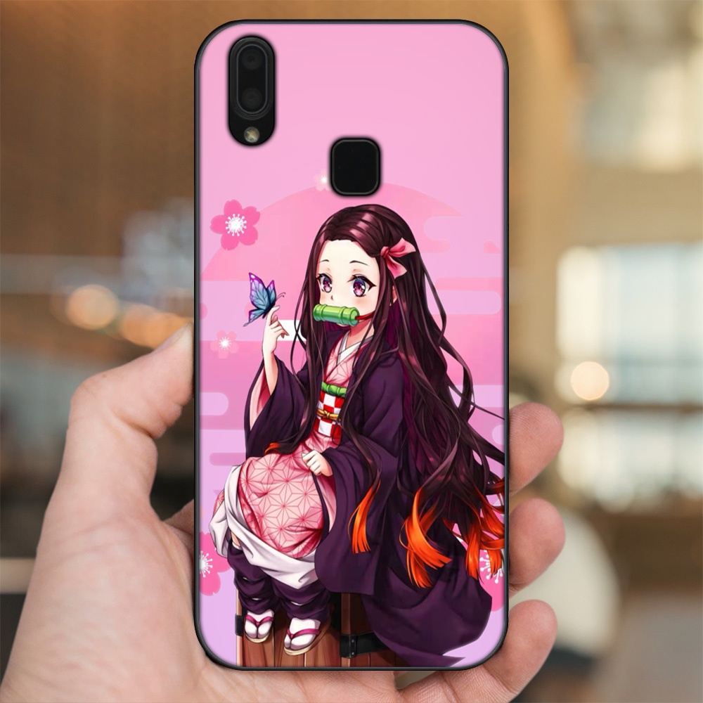 Ốp lưng Vivo Y91, Y95 viền đen in hình Nezuko Kimetsu no Yaiba