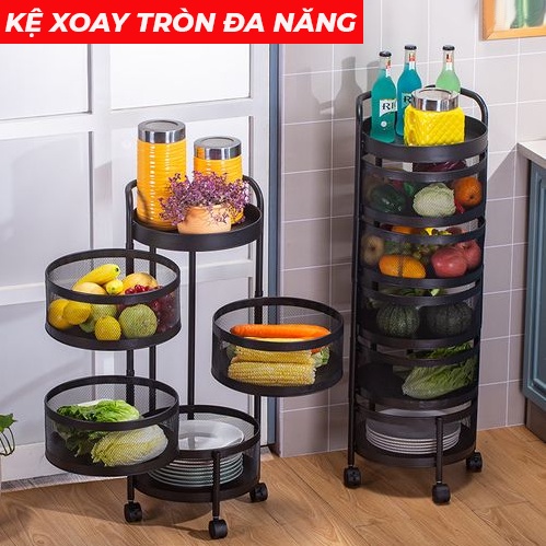 Kệ Tròn Xoay Đựng  Hoa Quả - Giá Để Đồ Thông Minh Cao Cấp - Kệ Xoay 3/4/5 Tầng  Chất Liệu Thép Cacbon- TK Bảo châu