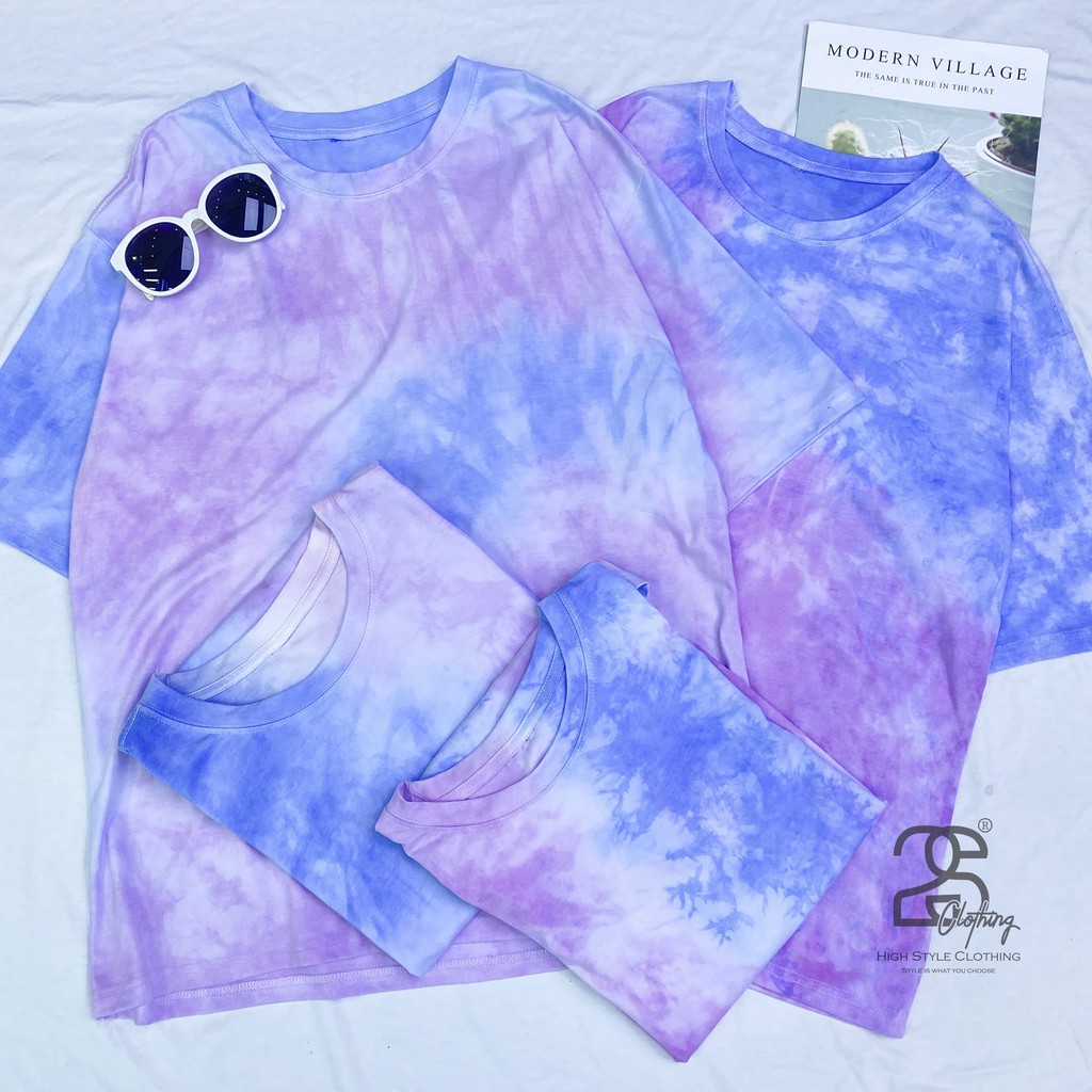 Áo Thun Ngắn Tay Unisex Tie Dye Hồng Form Oversize Vải Cotton Cao Cấp | BigBuy360 - bigbuy360.vn