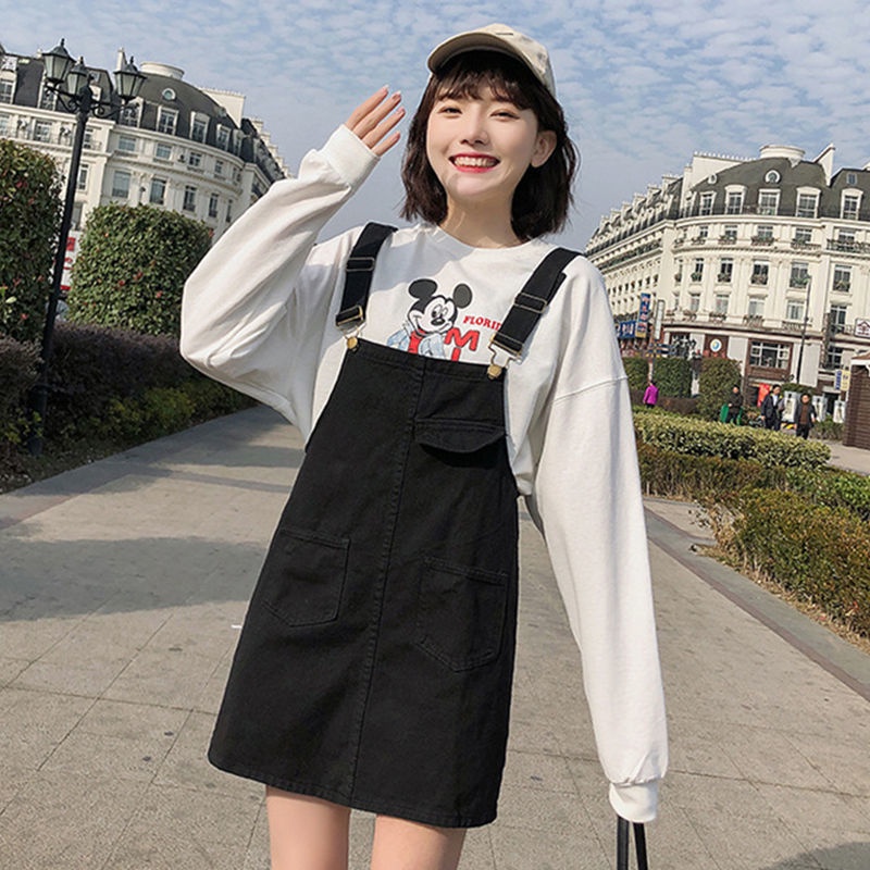 Đầm Yếm Denim Thiết Kế Mới Thời Trang Theo Phong Cách Hàn Quốc Dành Cho Nữ