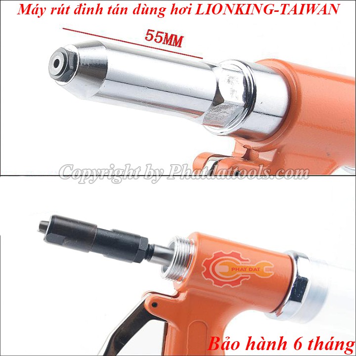 Máy rút đinh tán inox,nhôm dùng hơi LIONKING-Made in Đài Loan-Bảo hành chính hãng 6 tháng