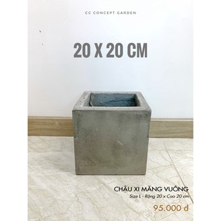 Chậu Xi Măng Vuông 20x20cm