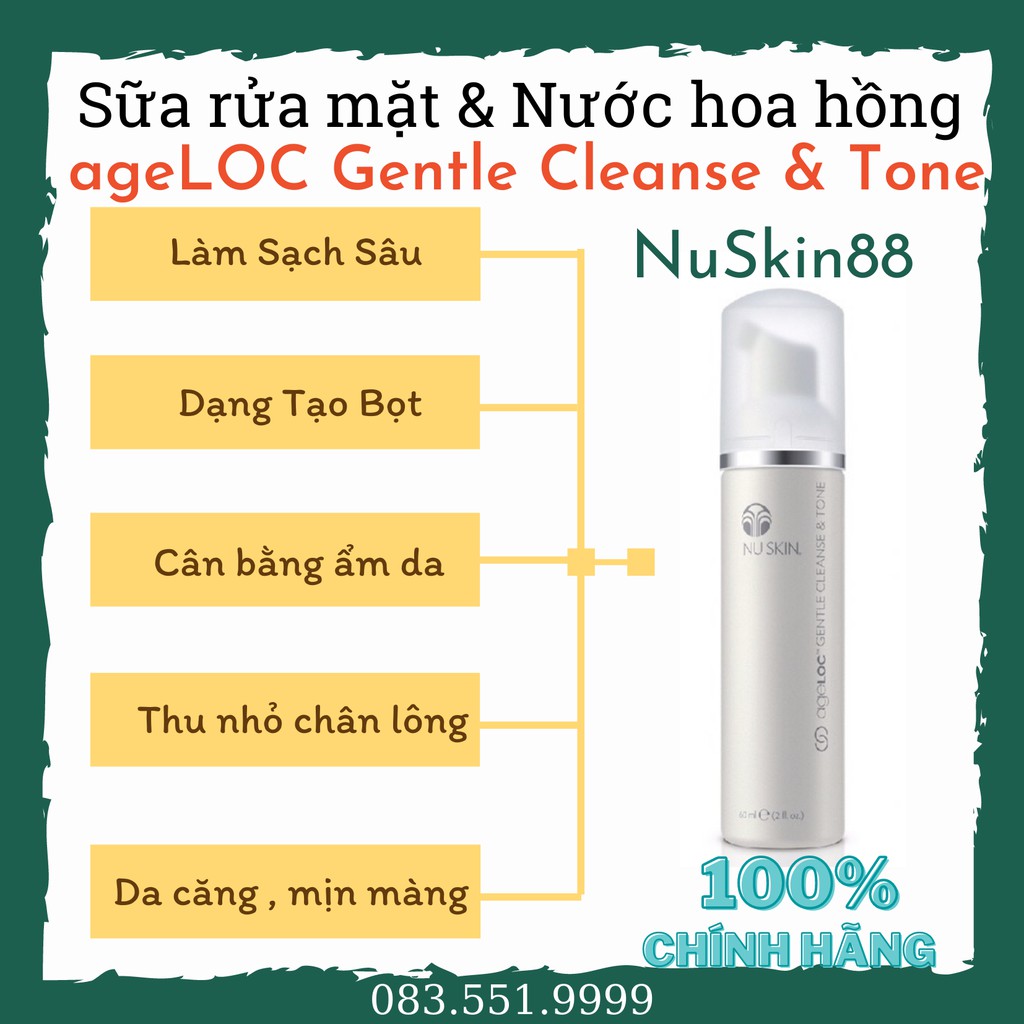 Sữa rửa mặt bọt &amp; Nước hoa hồng Chống Lão Hoá ageLOC Gentle Cleanse &amp; Tone