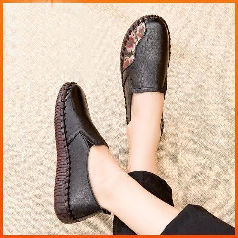 giày mẹ trung niên và người già giày da đế gân bò ấm