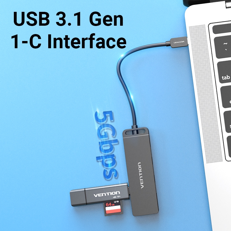 HUB VENTION Chuyển Kết Nối USB-C Sang USB 3.0x3+USB-C OTG Tốc Độ Cao Cho Macbook PC