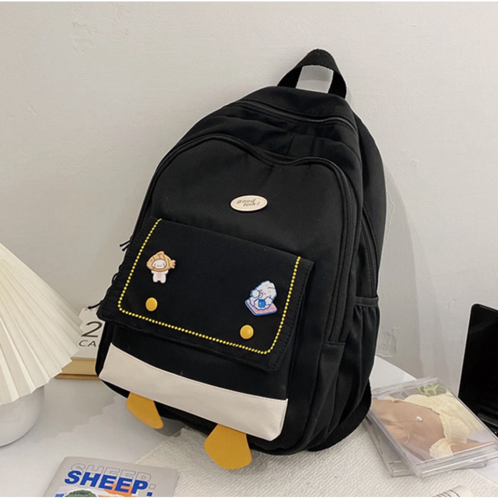 Ba lô nữ đi học ulzzang chống nước, balo chống nhăn, viền đính đá hàng Quảng Châu | BL005