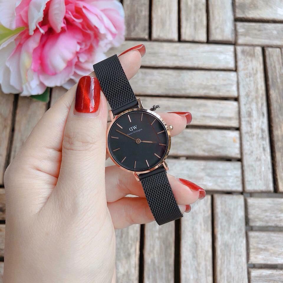 Đồng hồ Nam Nữ D\W Classic Petite Dây Lưới Đen- mặt đen - Đủ Size 28mm 32mm | BigBuy360 - bigbuy360.vn