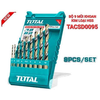 (KKT) Hộp 9 mũi khoan kim loại thép HSS 2-10mm TOTAL TACSD0095