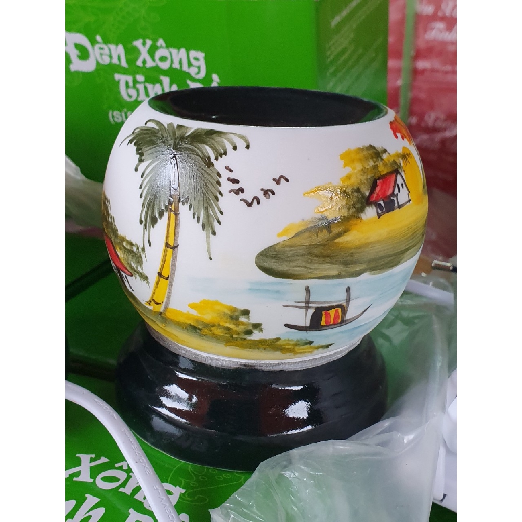 Combo 3 chai tinh dầu Song An Eco Mẫu mới 2020 Và 1 đèn xông tinh dầu điện Bát Tràng mẫu ngẫu nhiên