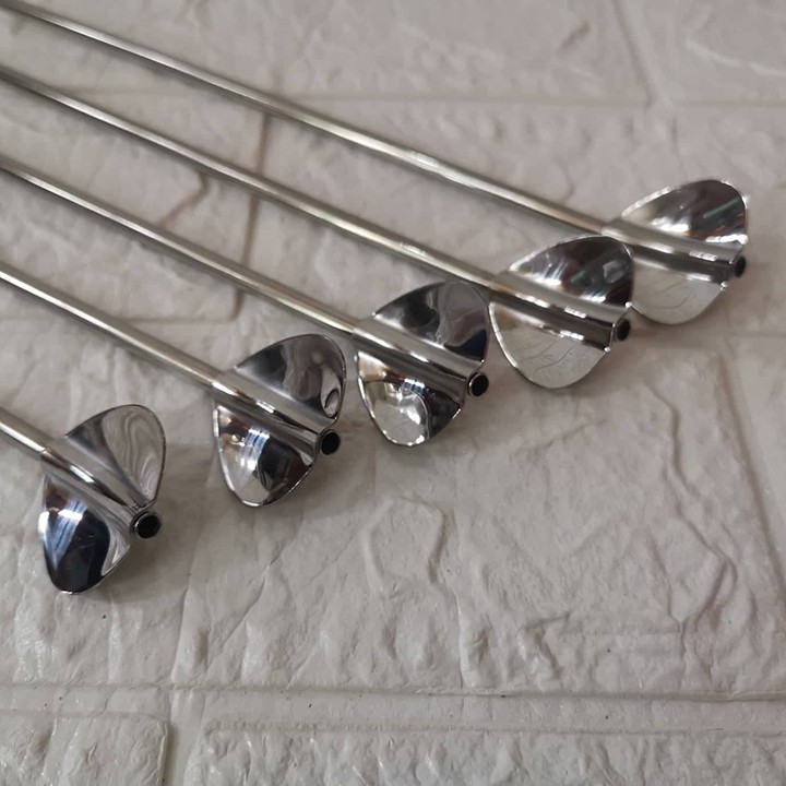 HCM - Ống hút inox 4mm kèm đầu khoáy trà đảo đá uống cà phê trà sữa