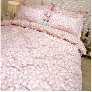 bộ chăn ga poly cotton nhập khẩu [ mẫu hoa anh đào hồng ]