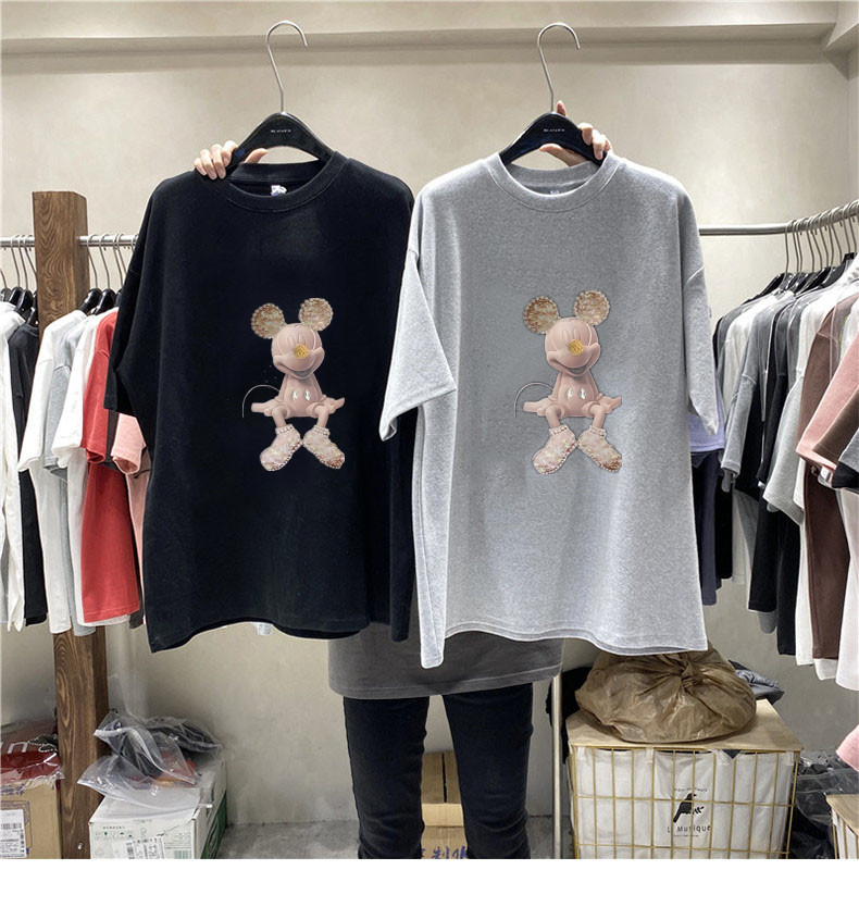 NRVP Áo thun nữ ngắn tay cổ tròn thời trang Hàn 2021