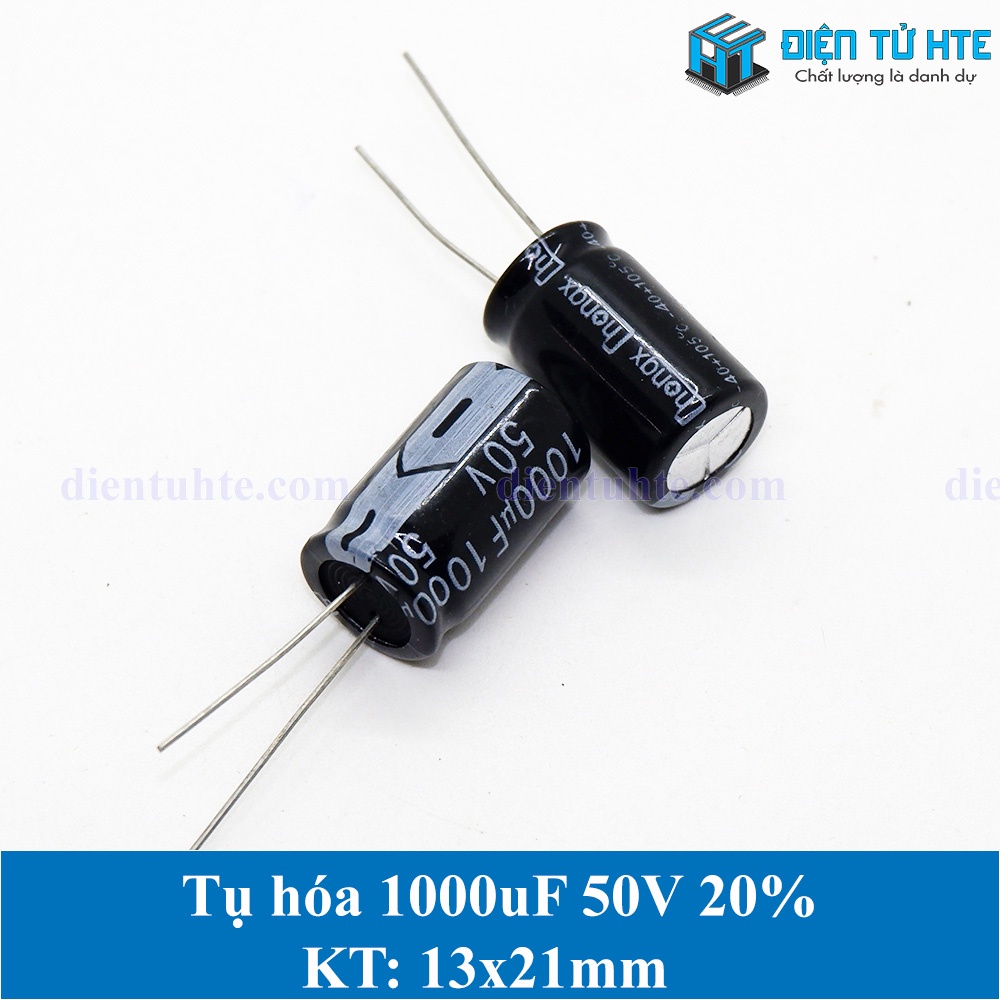 Tụ hóa tần số cao 1000uF 50V 20% kích thước 13x21mm