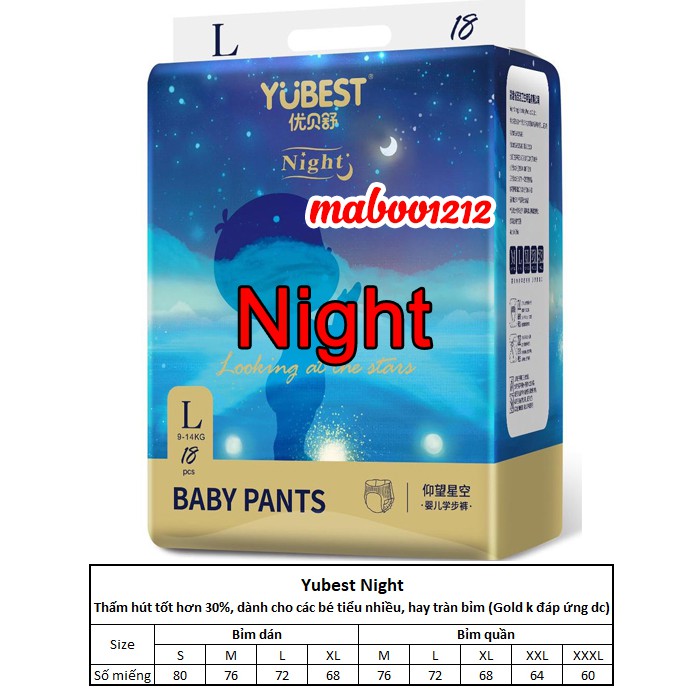 Bỉm Yubest Zummy Pooh / Gold / Night / Angel / CAO CẤP Natural quần/dán S132, S90, M108, M84, L96, L78