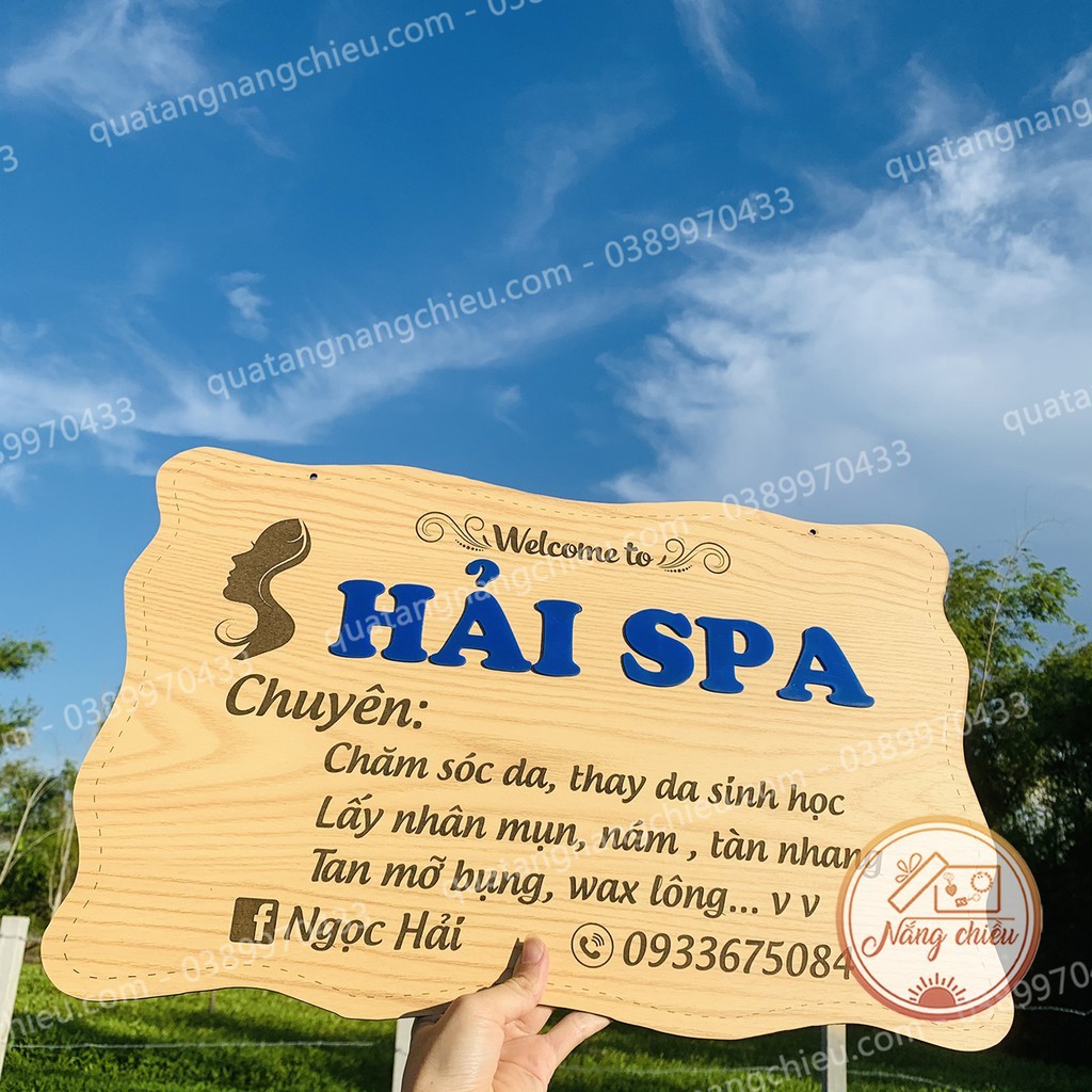 Bảng treo cho thẩm mỹ viện, spa, tiệm cắt tóc gội đầu_ bảng treo shop khắc theo yêu cầu