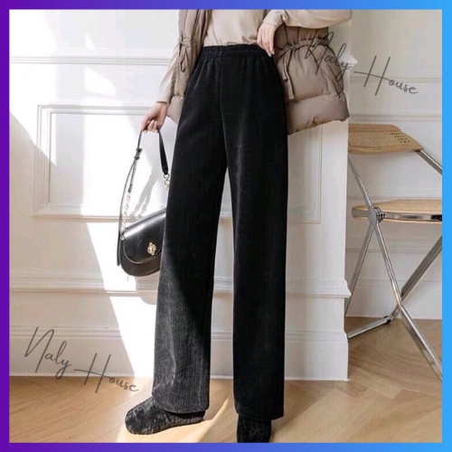 Quần Suông Nhung Ống Rộng Culottes Cạp Chun Hack Dáng Phong Cách Uzlang Hàn Siêu Xinh Loại 1
