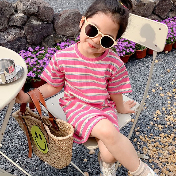 Áo Thun Ngắn Tay Kẻ Sọc Ngang Phong Cách Hàn Quốc Mới