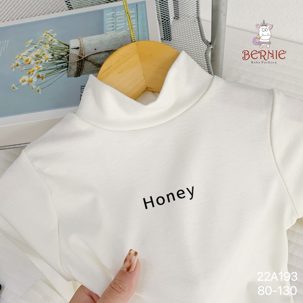 Áo cổ lọ tay dài unisex cho bé, áo cổ 3p cao cổ giữ ấm trơn màu basic dễ mặc Bernie (bảng bé gái)
