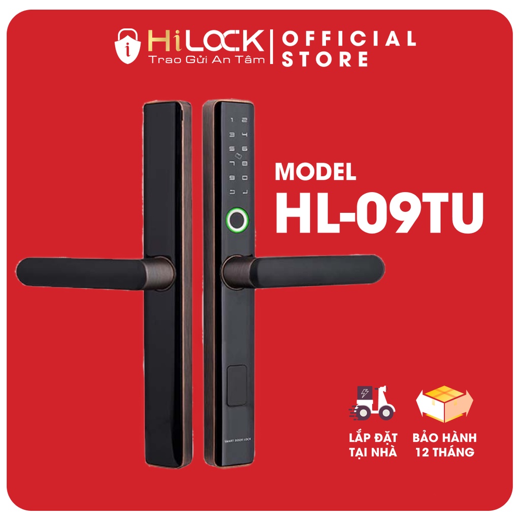Khoá cửa vân tay Hilock HL09TU app điện thoại chuyên cho cửa nhôm kính, xingfa, cửa hẹp, cửa sắt