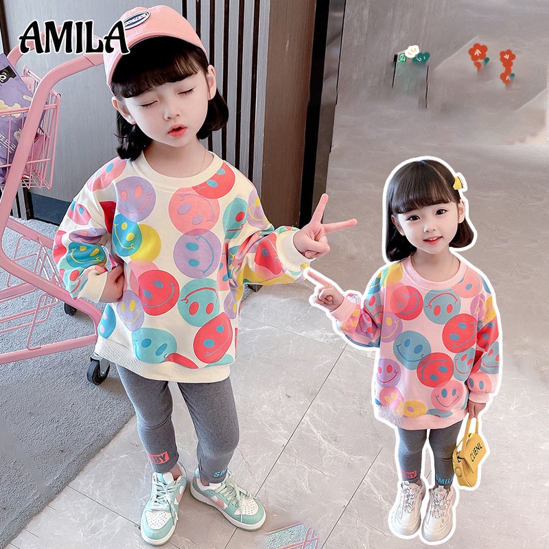 Áo sweater AMILA thời trang xuân thu phong cách phương Tây cho bé gái