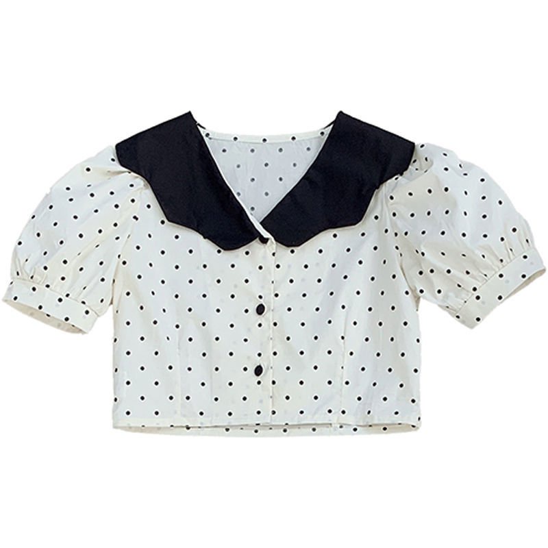 Bộ Áo Tay Phồng Họa Tiết Chấm Bi Kèm Chân Váy Phong Cách Hàn Quốc Thời Trang Mùa Hè Dành Cho Bé Gái 2022