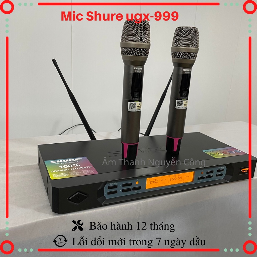 Mic,Micro Không Dây Shure UGX999 karaoke,Tự Động Dò Sóng Sạch,Tự ngắt, Chống Rú- rít, Độ Nhạy Cao, bh 12 tháng