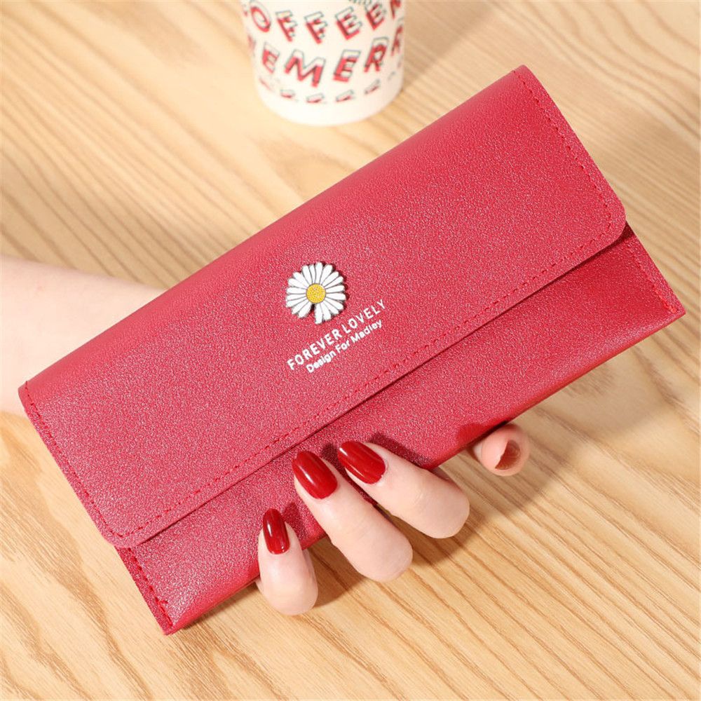 Ví Da Pu Dáng Dài Họa Tiết Hoa Cúc Nhiều Màu Sắc Phong Cách Hàn Quốc Thời Trang Cho Nữ Mihan1