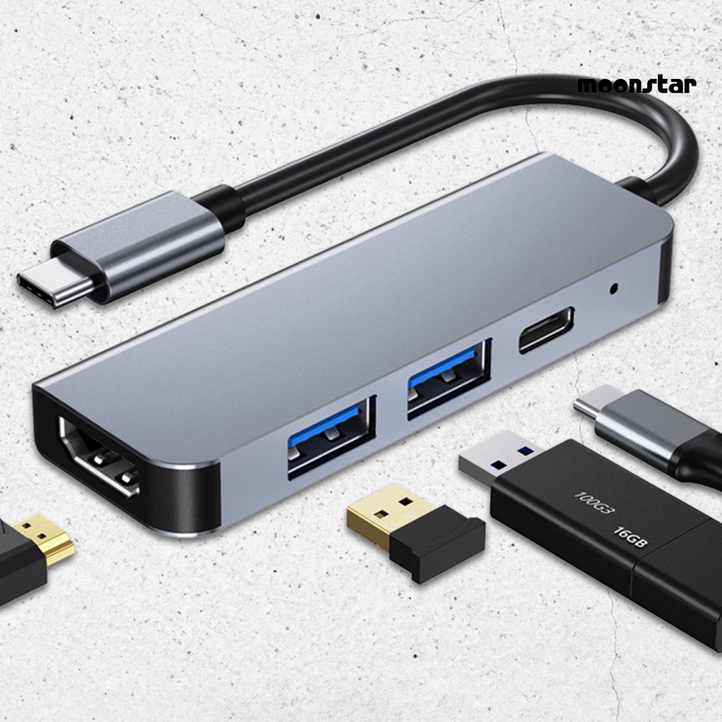 MO Docking Station Dual USB 3.0 Ports 4 in 1 4K High Definition Video Output USB C Cable Hub Converter for Computer