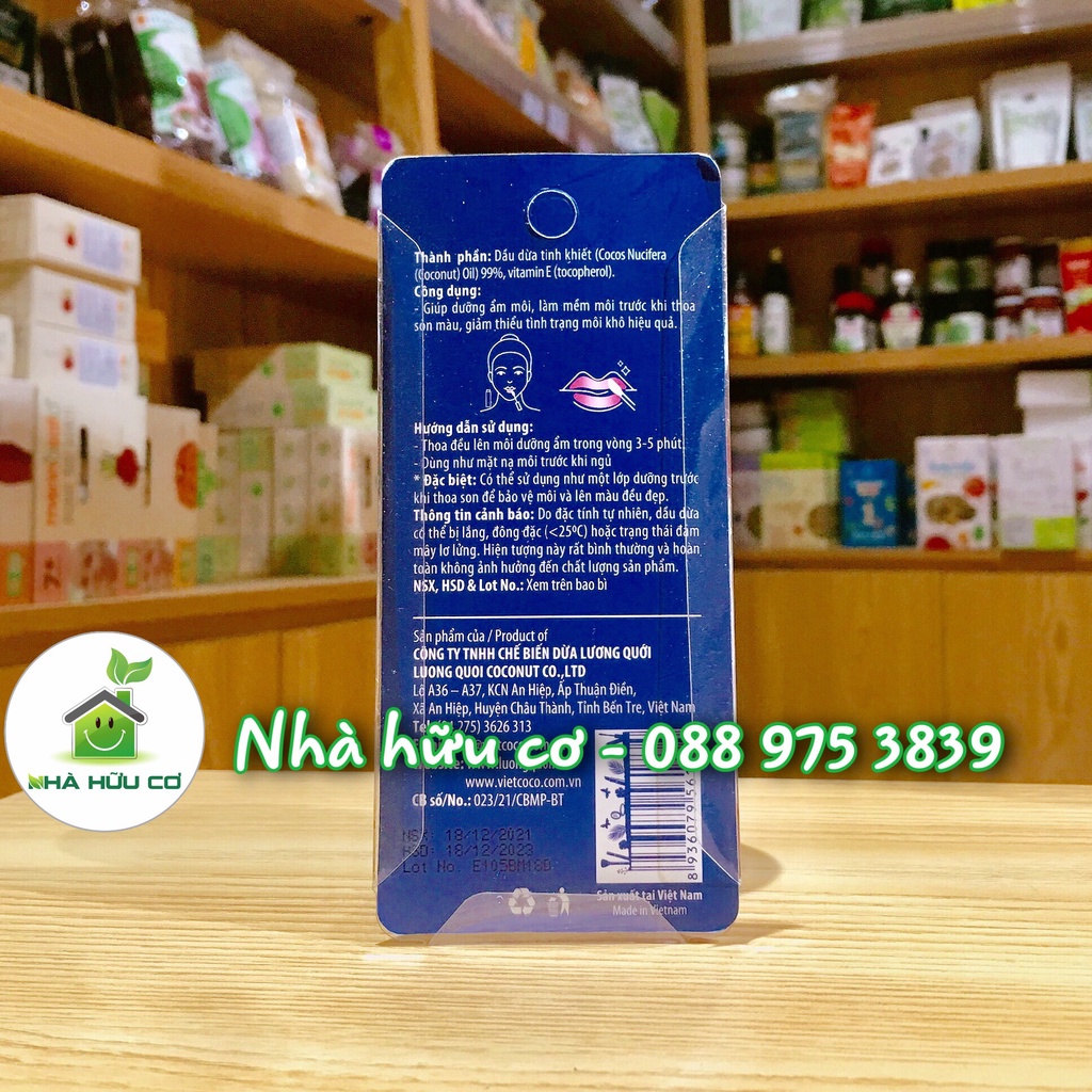Dầu dừa tinh khiết dưỡng mi/dưỡng môi Vietcoco thêm VITAMIN E 10ml - Date: 24/11/2024 - Nhà hữu cơ