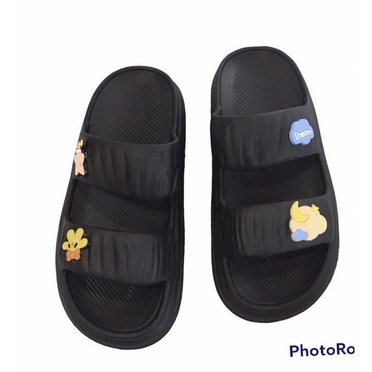 Dép Lê Nữ, Dép Nữ 2 Quai Ngang dán sticker đáng yêu, đế chống trơn trượt dễ phối đồ