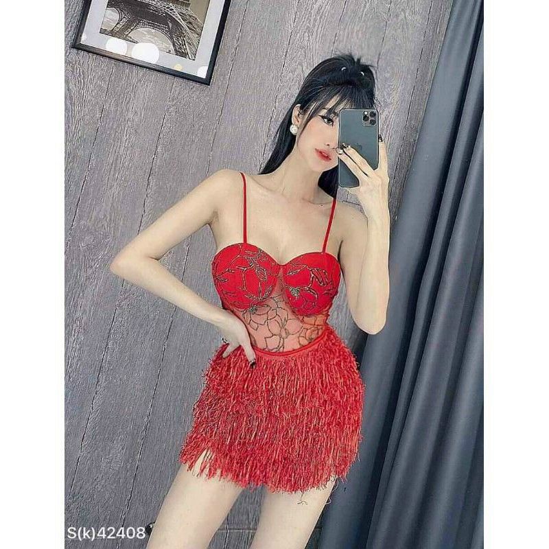 Jump 2 dây tua rua ren thêu