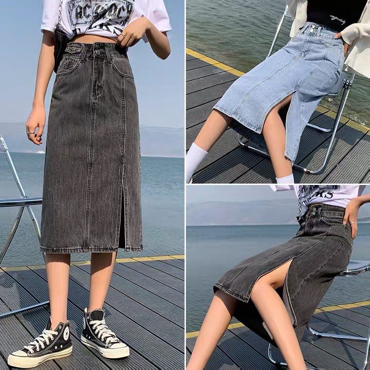 Chân váy xẻ tà, chân váy bò dài xẻ tà