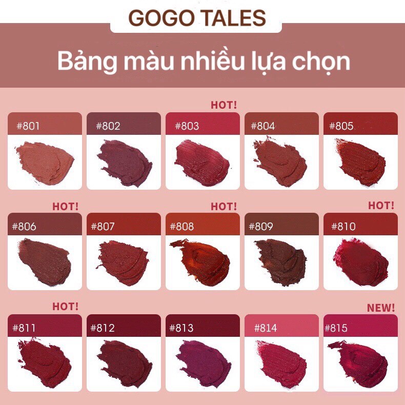 Son kem bùn GOGO TALES nơ hồng mềm mướt mịn lì Dusk Pink Fog Lip Puree lâu trôi hot trend Gogotales GT218 GOGO62