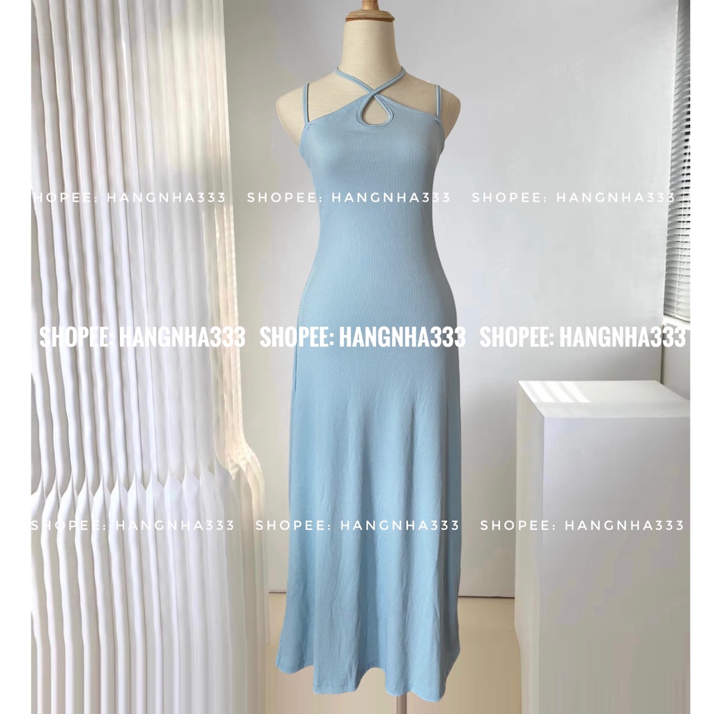 BACHHOAXINH || Đầm 2 dây chéo khoét ngực form dài maxi chất thun gân mềm mịn