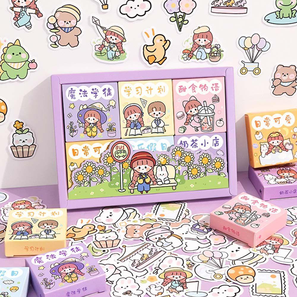 Bộ Sticker Hoạt Hình Tự Dính Chống Thấm Nước Chuyên Dụng Trang Trí Sổ Tay