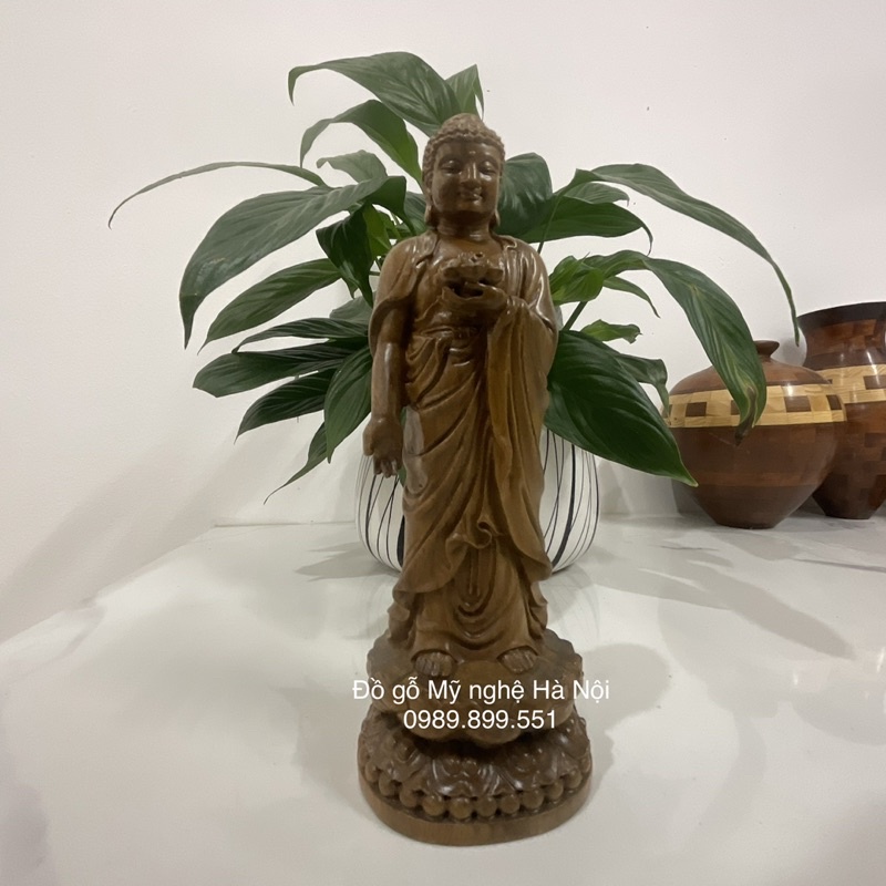 Tượng Phật a di đà bằng gỗ thơm cao 20 cm