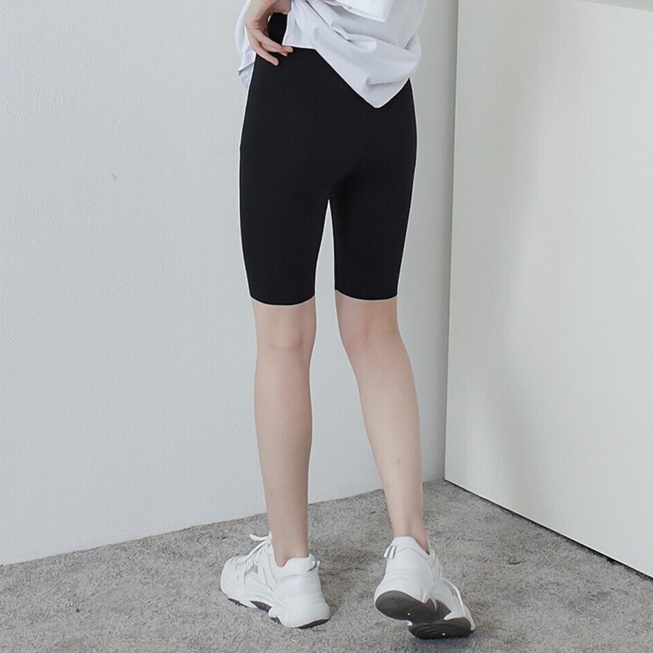 Quần legging lửng Gamyy vải cotton co giãn biker nữ đùi ngố đồ mặc nhà dáng ôm bó lưng thun tập gym yoga