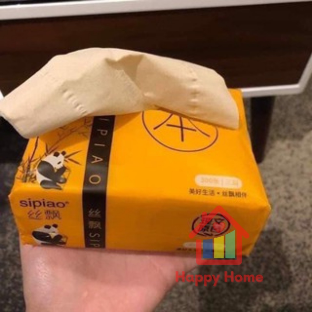 Giấy ăn, khăn giấy gấu trúc Sipao nhập khẩu chính hàng siêu dai, siêu mềm, siêu thầm Happy Home