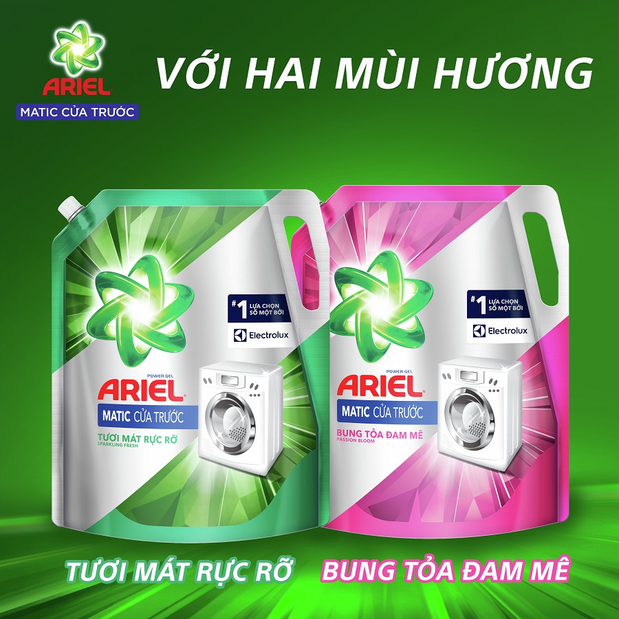 NƯỚC GIẶT ARIEL CỬA TRƯỚC NHIỀU MÙI HƯƠNG - Túi 3.05kg/1.7kg/2.4kg