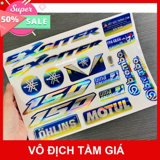 Hcm- ddxm - v20/3m - tem mạ crom bóng dán trang trí xe exciter 150 có tem cảnh báo