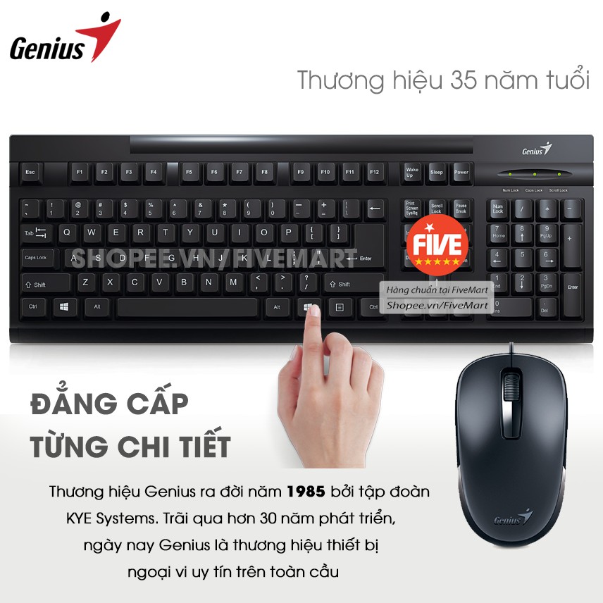 Bộ Bàn Phím + Chuột GENIUS Chính Hãng, Phím Mượt Mà, Chuột Chất Lượng Cao