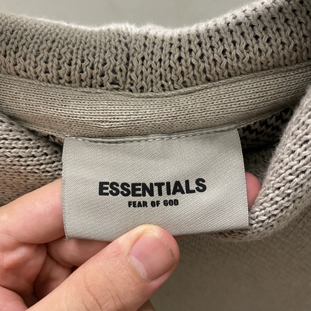 Áo hoodie len FEAR OF GOD FOG ESSENTIALS Knit Oatmeal cao cấp, Áo khoác có mũ form rộng ESSENTIALS len dệt kim oversize