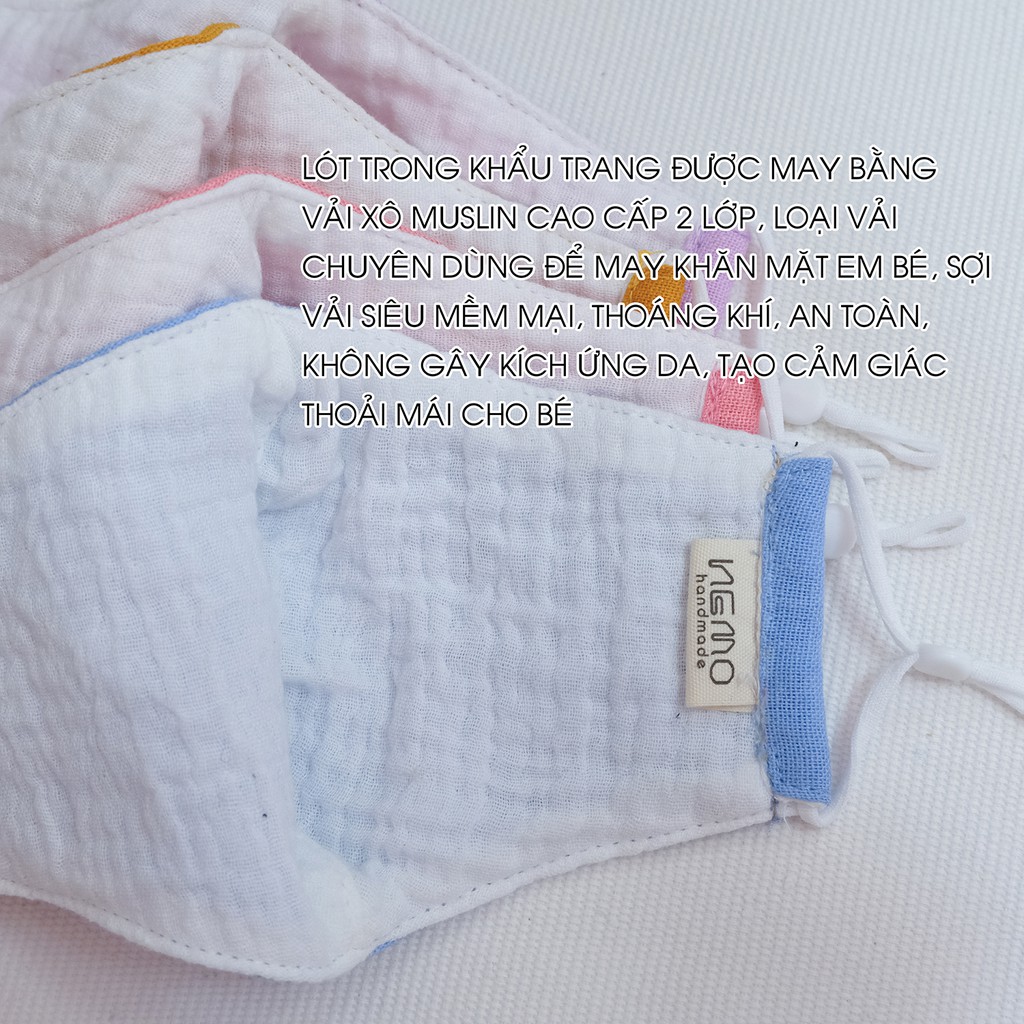 Khẩu Trang Linen Cho Bé từ 3 tuổi đến 6 tuổi, chống nắng, lọc bụi, kháng khuẩn Nemo Handmade - KTGB