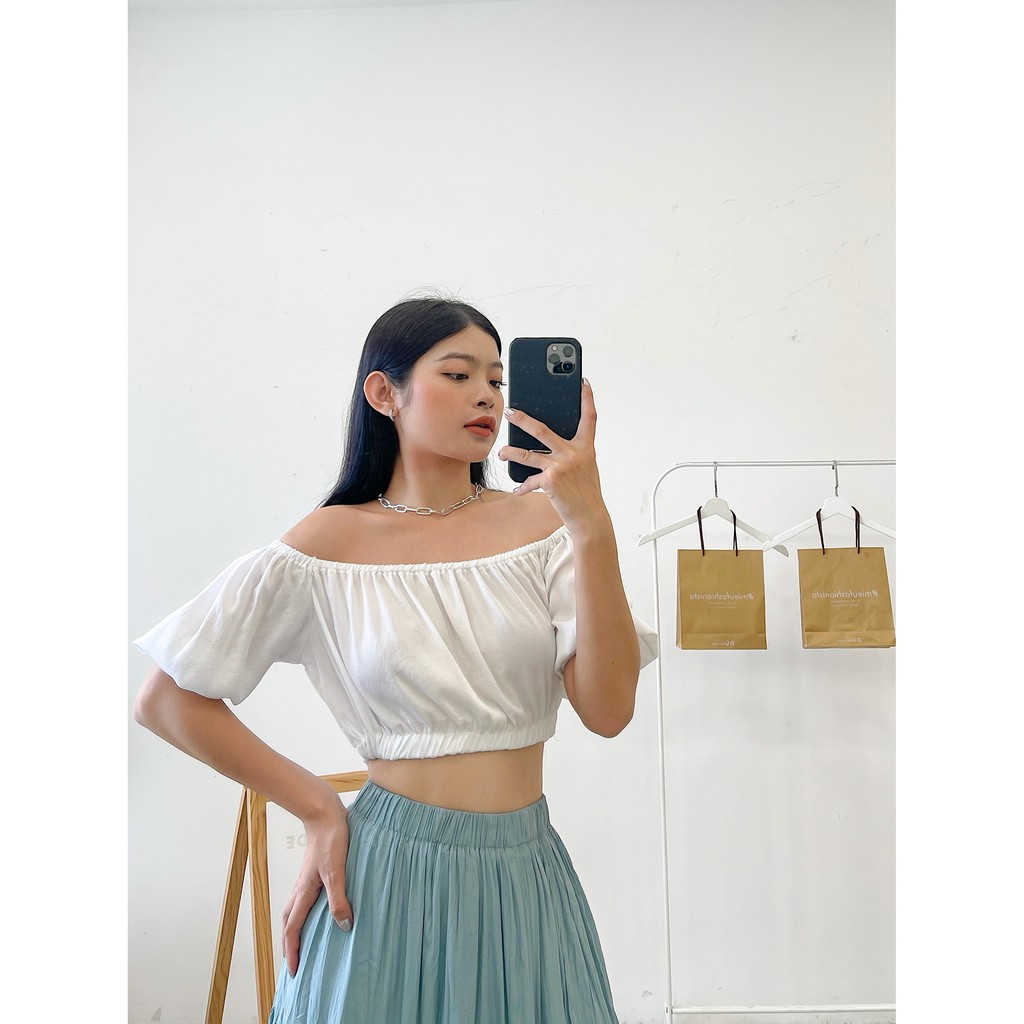 [ Miều ] Áo kiểu bẹt vai Hayla top