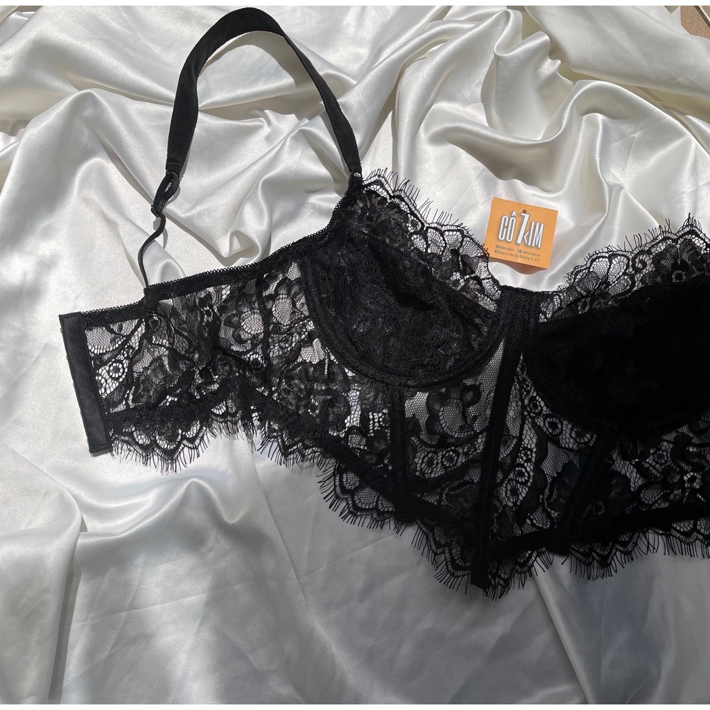 Áo bralette ren đen không kèm mút thiết kế chéo eo Cô Kim 7 | BigBuy360 - bigbuy360.vn