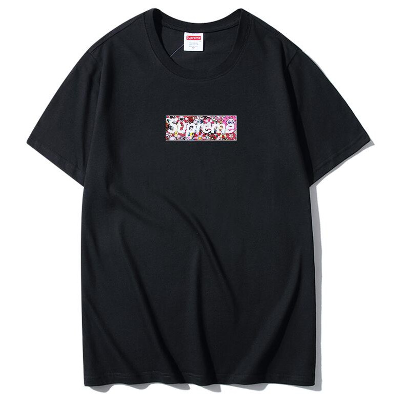 Áo thun cotton tay ngắn in chữ Supreme thời trang cho nam nữ