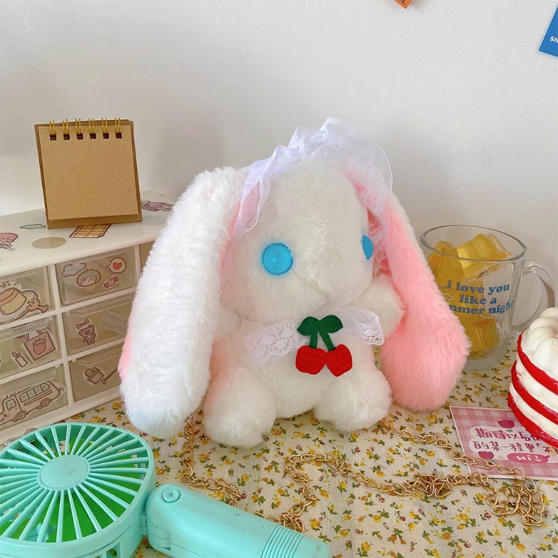 Túi Đeo Chéo Hình Thỏ Nhồi Bông Dễ Thương Phong Cách Lolita Nhật Bản
