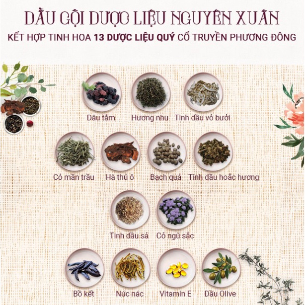 Dầu Gội Dược Liệu Nguyên Xuân 350ml - Dưỡng Tóc/Bồng Bềnh (Khuyến mại thêm 35ml giá không đổi)