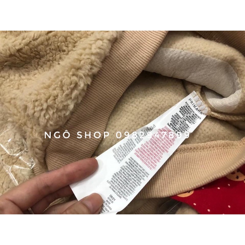 Bộ Nỉ Bông Noel Primark xuất xịn Hình Tuần Lộc Cho Bé